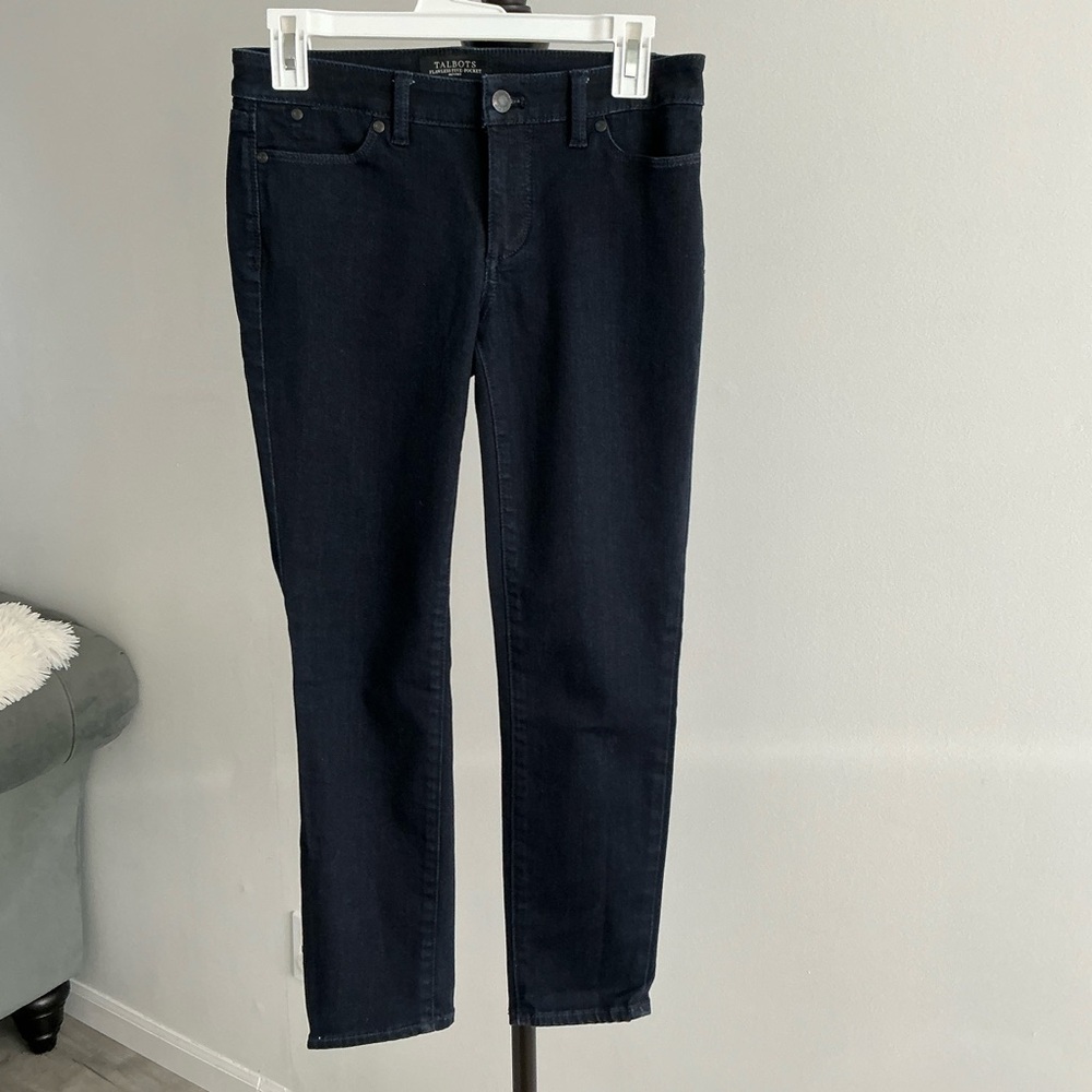 Talbots Flawless 5 Pocket Petite Jeans Womens Size 2P Dark Blue Slim Ankle